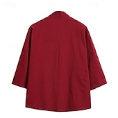 cheap Business Casual-Men&#039;s Shirt Linen Shirt Casual Shirt Cotton Shirt Bird Vacation Holiday Black Wine Navy Blue Gray Long Sleeve V Neck Summer Clothing Apparel Embroidered