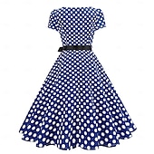 cheap Dresses-Retro Vintage 1950s Dress Swing Dress Polka dots Women&#039;s Carnival Masquerade Daily Wear Bachelorette Party Adults&#039; Dress Homecoming Dresses
