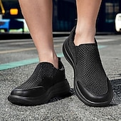 billiga Slip-ons och loafers till herrar-moderna slip-on-sneakers för män, grå mesh med elastisk slingring, snygga och bekväma urbana skor