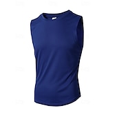 preiswerte Fitness Tank-Tops-Herren Tank Top Weste Unterhemd Ärmelloses Shirt Ärmellos Rundhalsausschnitt Sommer Einfach Mode Designer Basic Urlaub Straße Ausgehen Schwarz Weiß Wein Top T-Shirt für Herren