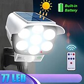 ieftine Aplice de Exterior-1 buc led lumini exterioare cu senzor de mișcare reflector solar 77 de margele cu telecomandă verandă garaj curte gradină instalație de iluminat convenabilă