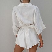 levne Sady-Dámské Běžný Sady inspirované lnem Šik ven Pevná barva Poloviční rukáv Košilový límec Knoflíky Jdeme ven Víkend Běžný Bílá Světlá růžová Léto