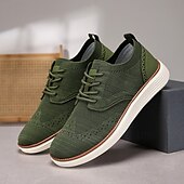 cheap Men&#039;s Sneakers-Men&#039;s Breathable Knit Brogue Sneakers - Casual Lace-Up Lightweight Shoes for Daily Wear &amp; Walking