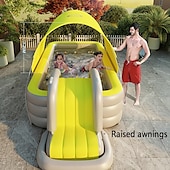 cheap Pools, Hot Tubs &amp; Supplies-Inflatable Pool for Kids and Adults With slide and sunshade,Full-Sized Inflatable Kiddie Pools,Above Ground Pools for Family, Backyard, Garden, Lawn, Outdoor ( Paddling Pool/ Kiddie Pool)