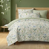 baratos 100% algodão-Capa de Edredom Floral Romântica Tamanho Duplo Conjunto de Cama Conjuntos de Cama Capa de Colcha Macia e Leve com 2 Cases de Almofada para Verão Primavera