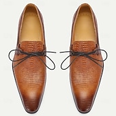 abordables Chaussures de Costume Classiques-chaussures oxford en cuir véritable marron clair pour hommes – chaussures habillées à lacets à motif crocodile vintage pour le derby du Kentucky et les occasions spéciales