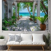 お買い得  オーシャンビーチのタペストリー-景観海の景色ハンギングタペストリー壁アート大きなタペストリー壁画デコレート写真バックドロップブランケットカーテンホームベッドルームリビングルームデコレーション