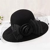 Χαμηλού Κόστους Καπέλα Γιορτής-Καπέλα Πολυεστέρα Φεντόρα Καπέλο Διακοπών Πάρτι Τσαγιού Ιπποδρομία Κοκτέιλ Εντυπωσιακό Vintage Χαριτωμένο Με Λουλούδι Κεφαλοκλειδαράς