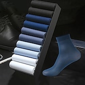 お買い得  メンズソックス-男性用 10組 マルチパック ソックス クルーソックス ランニングソックス カジュアルソックス ブルー カラー 単色/無地 バケーション スポーツ 日常 ベーシック 普通の厚さ 春 秋 ファッション カジュアル