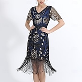 cheap Latin Dancewear-Latin Dance Dress Tassel Pure Color Splicing Women&#039;s Performance Training Short Sleeve High Polyester