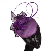 abordables Fascinators-accessoire Imitation Lin Mariage Soirée Élégant Mariage Avec Fleur Casque Couvre-chef