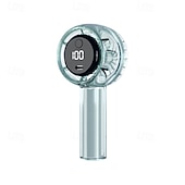 abordables Ventilateurs-Ventilateur mini compact avec écran LED et torche – Ventilateur rechargeable USB à 5 vitesses pour les voyages en intérieur et extérieur
