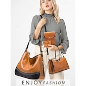 halpa Laukkusetit-&quot;4-osainen naisten käsilaukkusarja – keinonahkainen olkalaukku, crossbody-kukkaro, lompakko &amp; clutch, tyylikäs rento laukku työhön, matkustamiseen ja päivittäiseen käyttöön&quot;