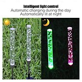 tanie Światła ścieżki i latarnie-Lampy solarne do ścieżek zewnętrznych, oświetlenie tarasowe, 2 sztuki lamp solarnych, lampy rurowe, akrylowe, wodoodporne, rgb, zmieniające kolor, lampa solarna