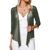 voordelige moeders wikkels-Damesomslag Elegant 3/4 mouw Chiffon Bruiloftsomslagen Met Pure Kleur Voor Feest Lente zomer