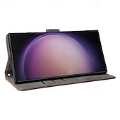 رخيصةأون جراب سامسونج-هاتف غطاء من أجل سامسونج جالاكسي S24 Ultra Plus S23 Ultra Plus S22 بلس ألترا A54 A34 A14 A73 A53 A33 A23 A13 ق 25 اس 25 بلس اس 25 الترا غطاء الوجه مع حامل مع رباط المعصم فتحة لبطاقة مكتب  /  الأعمال