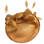 abordables Tocado de Boda-Tocados Plumas Sinamay Boda Fiesta de Noche Elegante Boda Con Pluma Celada Sombreros