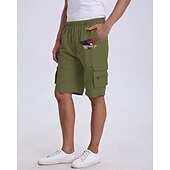 cheap Classic-Men&#039;s Cargo Shorts Shorts Summer Shorts Drawstring Elastic Waist Multi Pocket Eagle National Flag Comfort Wearable Knee Length Outdoor Sport Daily Fashion Casual Black Navy Blue