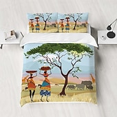 cheap Duvet Cover Sets-Three piece set of African primitive tribal character prints down duvet cover hotel bedroom guest room famous guest bed bedding comfortable set 1 down duvet cover 2 pillowcases king size bed s