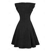 preiswerte Kleider-1950er Gerüscht Vintage inspiriert Midlänge Kleid Damen Alltagskleidung Date Party &amp; Abend Erwachsene