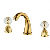 abordables Robinets LED-Robinet lavabo - Séparé Plaqué Diffusion large Deux poignées trois trousBath Taps