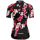 tanie Damskie koszulki-Damskie Koszulka rowerowa Kwiat Krótki rękaw Rower Tee Tshirt Dżersej z 3 tylnymi kieszeniami Kolarstwo górskie Szybkie wysychanie Anatomiczny kształt Odprowadzające wilgoć Oddychający Sport