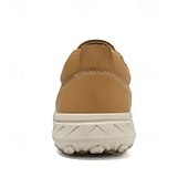 abordables Baskets-Baskets décontractées en cuir beige pour homme avec design à lacets - parfaites pour le confort au quotidien et les activités de loisirs