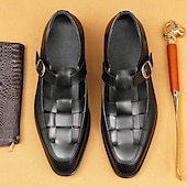 cheap Premium Leather Sandals-Men&#039;s Chic White Leather Monk Strap Shoes - Stylish Choice for Summer Weddings and Formal Events