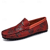 abordables Chaussures sans lacets &amp; mocassins-Mocassins brodés de fleurs pour hommes en daim jaune - des chaussures élégantes à enfiler parfaites pour les sorties décontractées et les événements artistiques