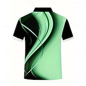billige Geometrisk polo for menn-Herre Geometrisk Linje Zip Polo Kortermet Aftæpning Fritid hverdag utendørs Hverdag treningsklær Glidelås Sommer Hvit Blå Grønn