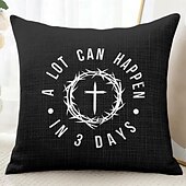 billiga Kuddfodral för semester-Påsk Jesus Dekorativa Kuddöverdrag MYCKET KAN HÄNDA PÅ 3 DAGAR 1PC Mjukt Fyrkantigt Soffkuddcase Kuddöverdrag för Sovrum Vardagsrum Soffa Stol