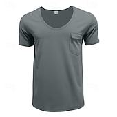 abordables T-shirts décontractés pour hommes-Homme T-shirt Chemise à manches courtes Manche Courte Col en U Été Couleur Unie / Unie Mode Designer Mode Vacances Rue Sortir Noir Blanche Bleu T-shirt haut de gamme pour homme