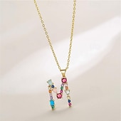 economico I regali-collana con lettera personalizzata, catena hip hop per clavicola, ciondolo con alfabeto in zircone colorato micro-pavé di rame, regalo di gioielli unico per la festa della mamma