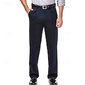 preiswerte Schlank-Herren Anzughose Hose Plissiert Tasche Gerader Schnitt Einfach Komfort Weich Volle Länge Formell Geschäft Täglich Mode Streetwear Cachi scuro Hellkaki