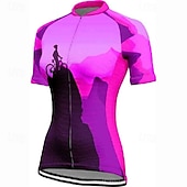 cheap Women's Jerseys-Women's Cycling Jersey Graphic Short Sleeve Bike Tee Tshirt Jersey with 3 Rear Pockets Mountain Bike MTB Quick Dry Anatomic Design Wicking Breathable Sports Blue Fuchsia Orange Clothing Apparel