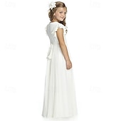 abordables Robes de Fille de Fleurs-Robe de Demoiselle d'Honneur Fille enfants Fille Robe de soirée Robe de princesse Utilisation Mariage Soirée Elégant Magnifique Couleur unie Sans Manches Col Ras du Cou Rouge vin Noir 4 ans et +
