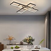 お買い得  シーリングライト調光可能タイプ-モダンな天井ライト 23.6 インチ 96 ワット 35.8 インチ 124 ワット LED 無限調光 リモコン付き 4 リング ブラック 埋め込み式天井照明器具 低天井の寝室、リビングルーム、ダイニングルームに最適