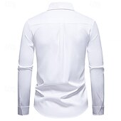 economico camicia da uomo con bottoni-Per uomo Camicia Camicia estiva Maglietta informale Camicia da spiaggia Camicia con bottoni Nero Bianco Manica lunga Floreale Bavero Da mare Hawaiano Con ricami Abbigliamento Poliestere Di tendenza