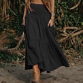economico Fondi-Retrò Vintage Medievale Rinascimento Maxi Gonna Fiera del Ren Vichinghi Elfico Elastico in vita Ispirato alla Reggenza Tinta unica Per donna Fantasia Mascherata Vacanza Casual Quotidiano LARP Adulti