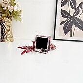 cheap Samsung Cases-Phone Case For Samsung Galaxy Z Flip 7 Z Flip 6 Z Flip 5 Z Flip 4 Back Cover with Wrist Strap Shockproof Retro PU Leather