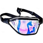 abordables stockage de bagages et de voyage-Sac banane en TPU coloré, sac de poitrine laser pour femme, sac à bandoulière de course en plein air imperméable, sac suspendu en PVC transparent