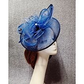 economico Fascinator-Fascinator Cappello a Rete Velato per il Matrimonio Giornata Ladies con Pennacchi di Piume Copricapo