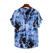 economico camicia da uomo con bottoni-Per uomo Camicia Camicia Estiva Camicia casual Camicia da Spiaggia Camicia con Bottoni Blu Manica Corta Grafico Colletto Mao Vacanza Camicia hawaiana Abbigliamento Poliestere Moda Casual Confortevole
