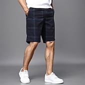 baratos Calças de Vestir Curtas-Homens Calção Shorts sociais Bermudas Shorts casuais Bermudas de Golfe Cintura elástica Bolso Com Zíper Perna reta Xadrez Conforto Sem Ferro Comprimento do joelho Escritório O negócio Diário Moda