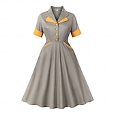 abordables Robes-Rétro Vintage Années 1950 Robe Robe trapèze Déguisement Femmes Carnaval Mascarade Tenue quotidienne Enterrement de Vie de Jeune Fille Adulte Robe Robes de soirée