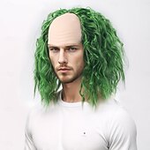 abordables Perruques de fête-Perruque Synthétique Ondulé Tissage bouclé Coupe Asymétrique Avec Bandeau Fabriqué à la machine Perruque 30 pouces A1 Cheveux Synthétiques Homme Classique Confortable Dégradé de Couleur Vert
