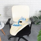 preiswerte Wasserdichte Abdeckung-Stretch-Stuhlbezüge für Computerstühle, wasserdicht, Kunstleder, geteilter Bürostuhlbezug, Gaming-Sessel, Sitzbezug, schmutzabweisend, abnehmbar