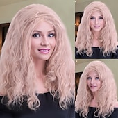 preiswerte Trendige synthetische Perücken-Synthetische Perücken Wellen Curly Webart Stufenhaarschnitt Mit Pony Maschinell gefertigt Perücke 24 Zoll A1 Synthetische Haare Damen Klassisch Komfortabel Farbverläufe Gemischte Farbe