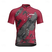 tanie Męskie koszulki-Męskie Koszulka rowerowa Krótki rękaw Rower Tee Tshirt Dżersej z 3 tylnymi kieszeniami Kolarstwo górskie Oddychający Szybkie wysychanie Anatomiczny kształt Odprowadzające wilgoć Burgundowy Granatowy