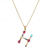 economico I regali-collana con lettera personalizzata, catena hip hop per clavicola, ciondolo con alfabeto in zircone colorato micro-pavé di rame, regalo di gioielli unico per la festa della mamma